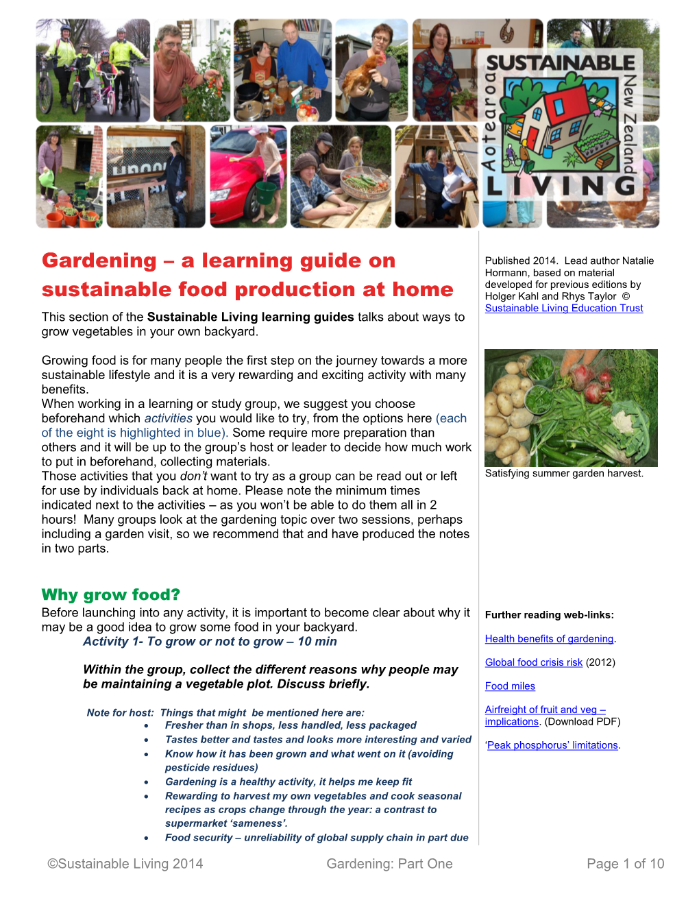 Gardening – a Learning Guide on Sustainable Food Production at Home