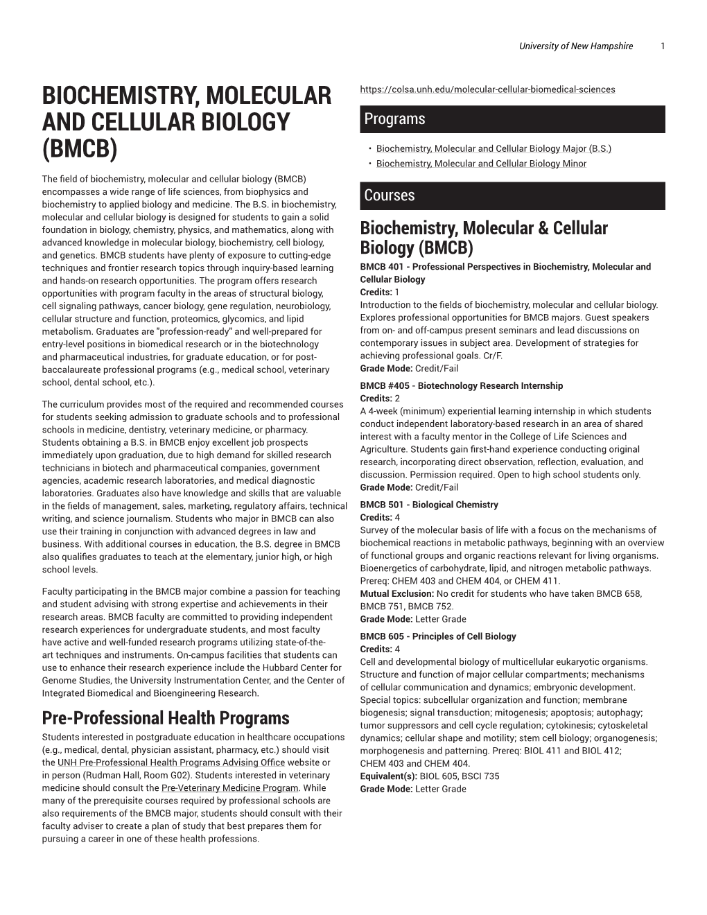 Biochemistry, Molecular and Cellular Biology