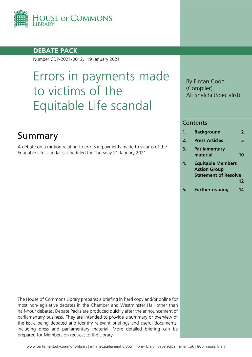 Errors in Payments Made to Victims of the Equitable Life Scandal 3