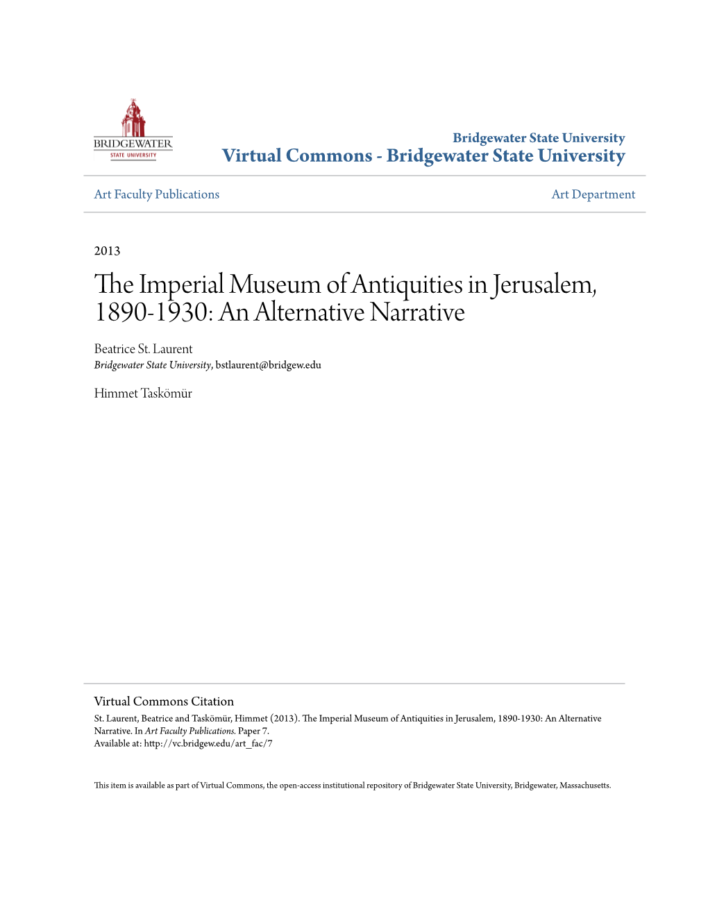 The Imperial Museum of Antiquities in Jerusalem, 1890-1930: An