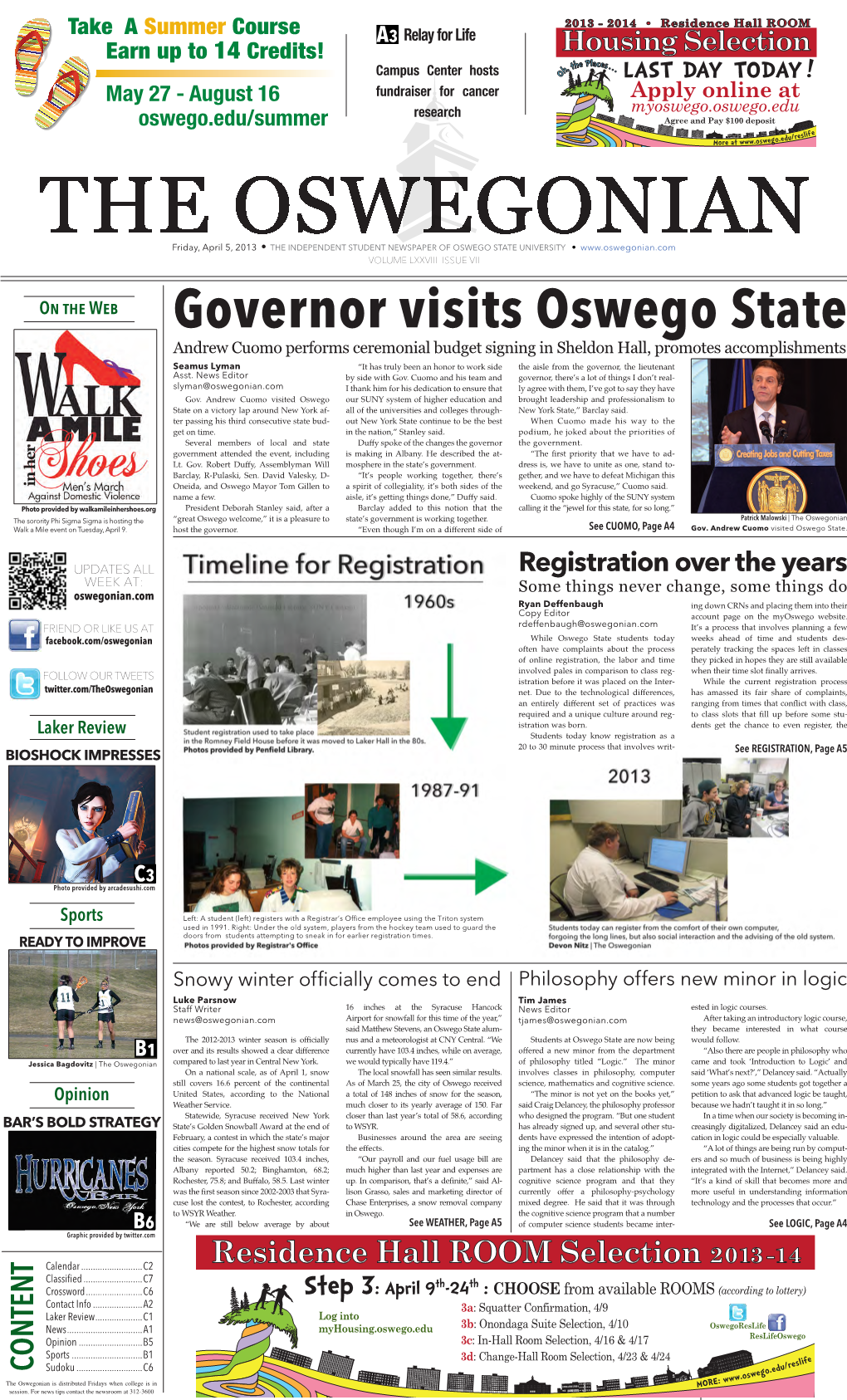 Governor Visits Oswego State