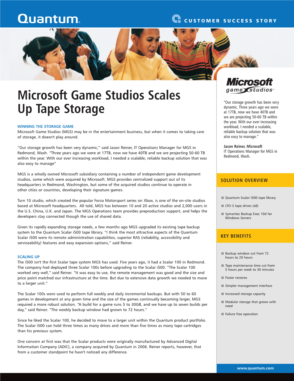 Microsoft Game Studios Scales up Tape Storage