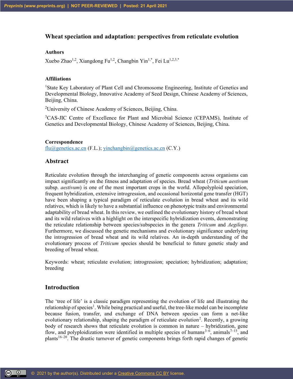 Perspectives from Reticulate Evolution Abstract Introduction