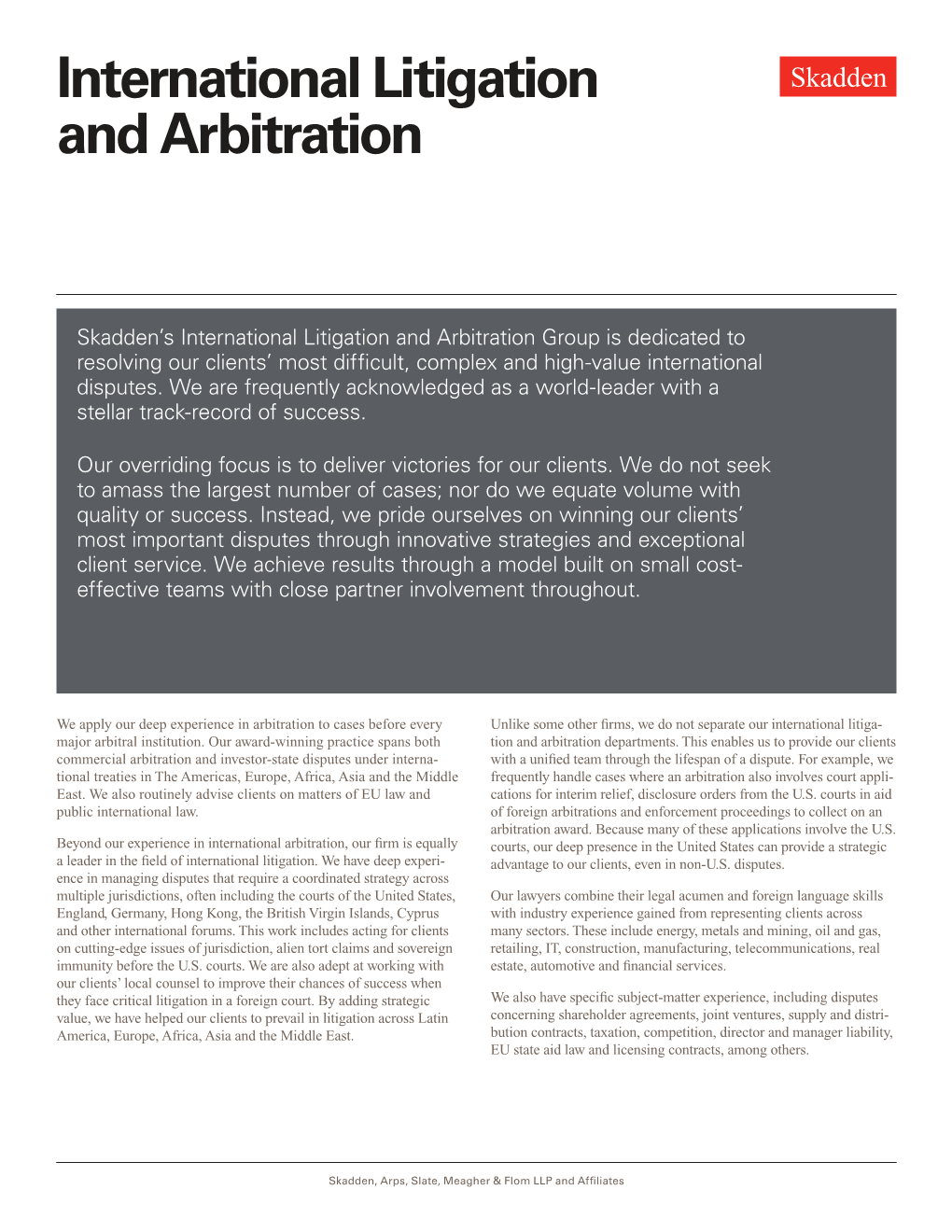 International Litigation and Arbitration