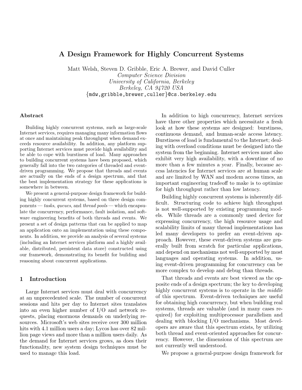 A Design Framework for Highly Concurrent Systems
