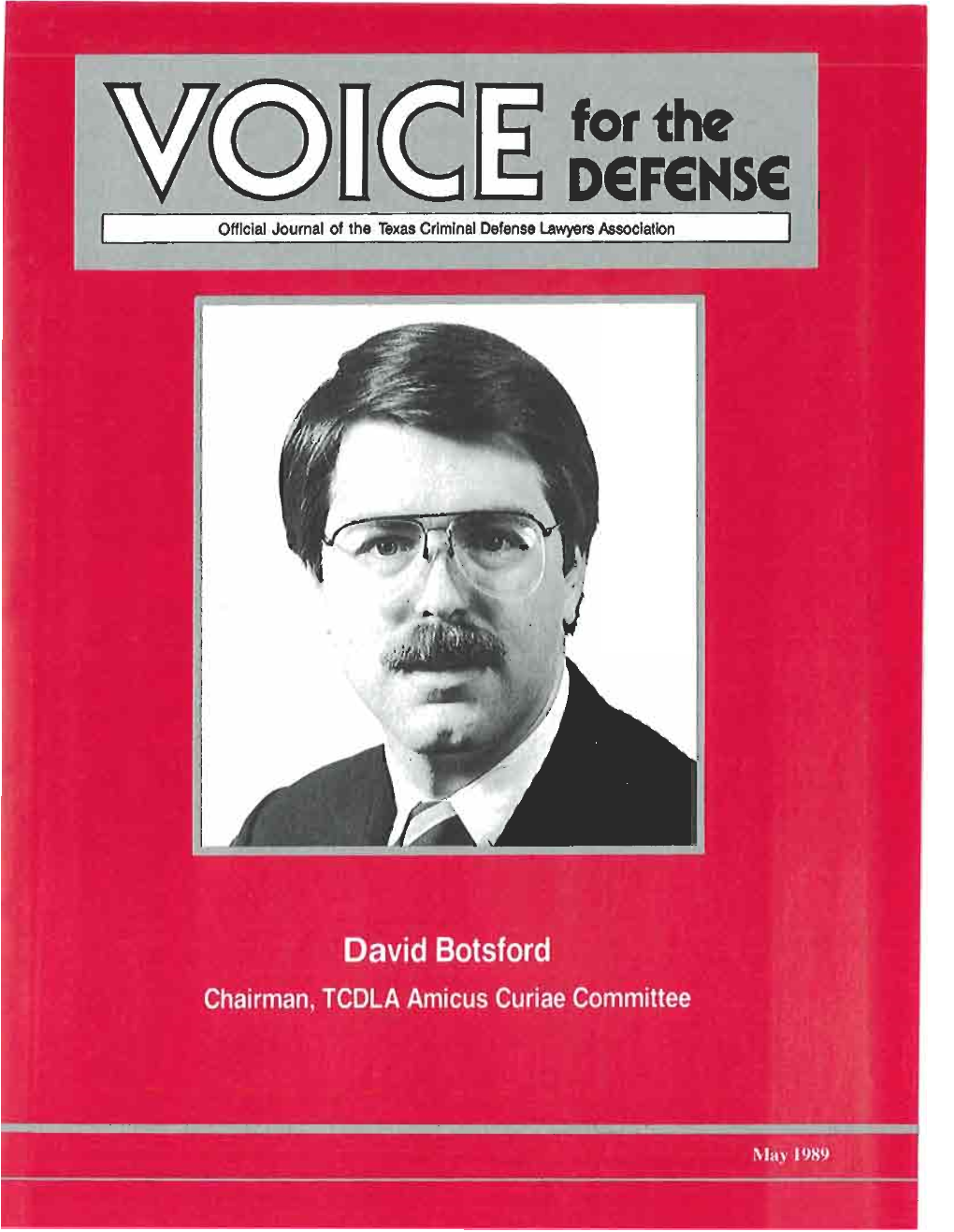 Criminal Defense Lawyers Association I May 1989 CONTENTS V01