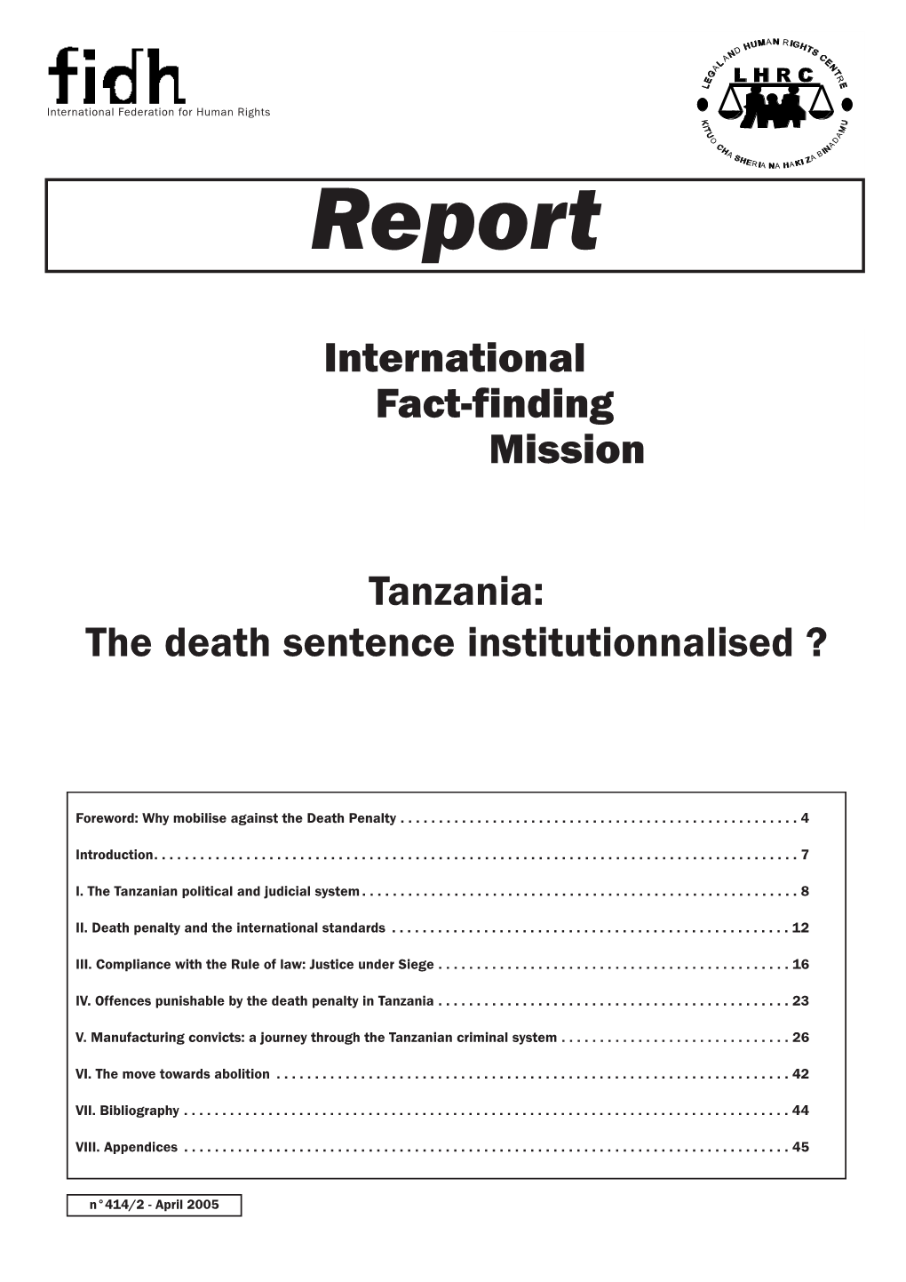 Tanzania: the Death Sentence Institutionnalised ?