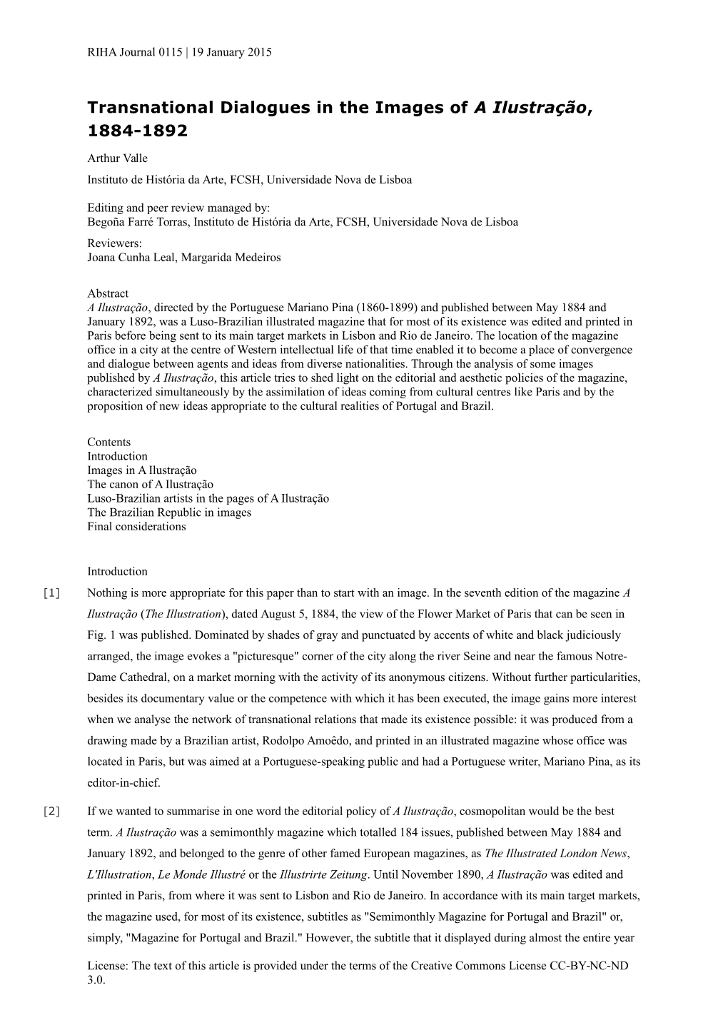 Arthur Valle, Transnational Dialogues in the Images of a Ilustração, 1884-1892, RIHA Journal 0015