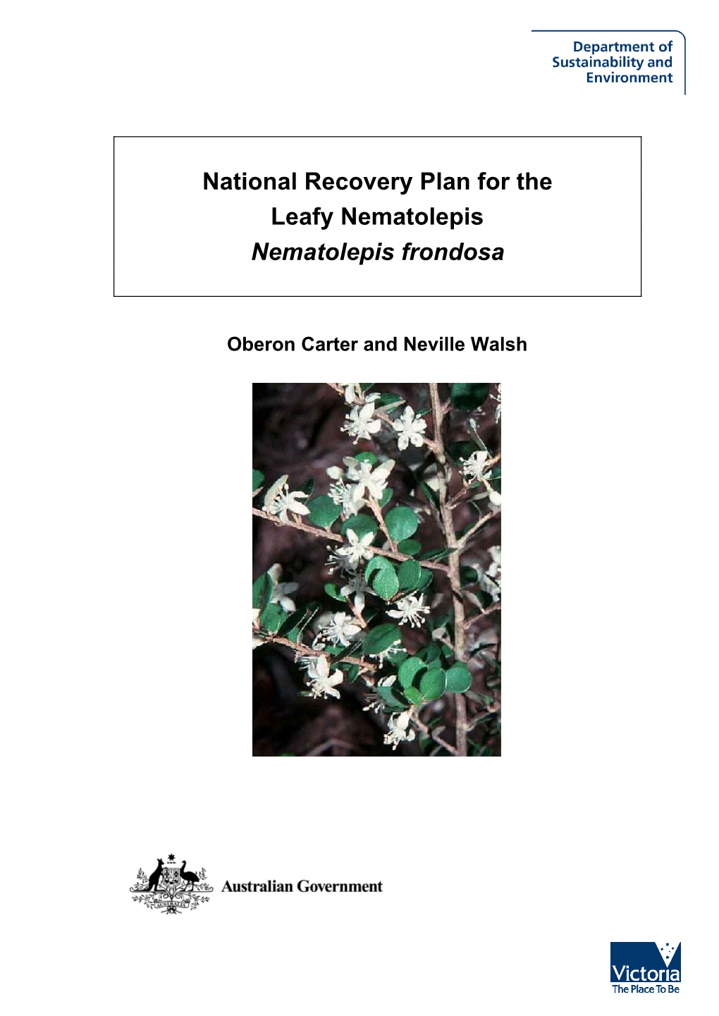 National Recovery Plan for the Leafy Nematolepis Nematolepis Frondosa