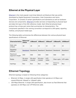 Ethernet Topology