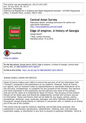 Central Asian Survey Edge of Empires. a History of Georgia