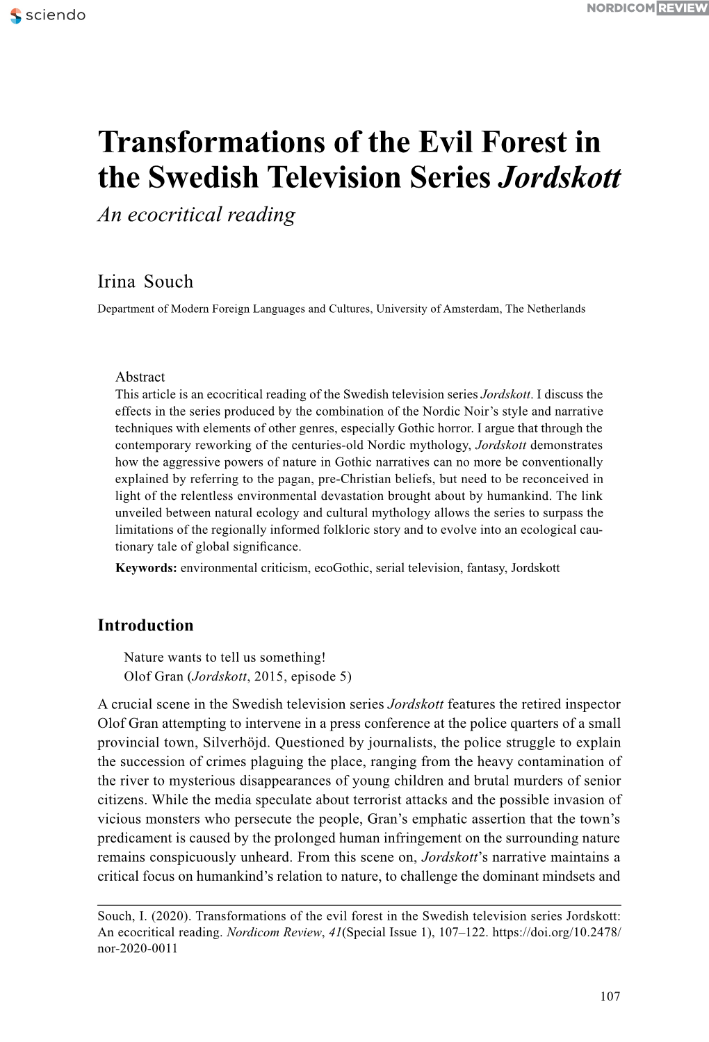 Transformations of the Evil Forest in the Swedish Television Series Jordskott an Ecocritical Reading