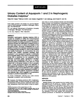 Urinary Content of Aquaporin 1 and 2 in Nephrogenic Diabetes Insipidus 1