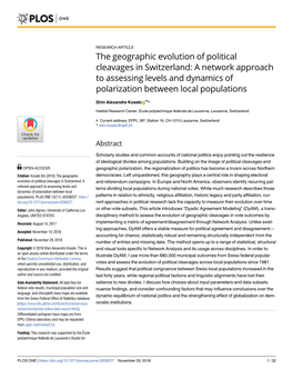 The Geographic Evolution of Political Cleavages in Switzerland: a Network Approach to Assessing Levels and Dynamics of Polarization Between Local Populations