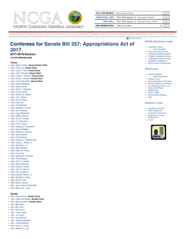 Conferees for Senate Bill 257: Appropriations Act of Legislative Library in the Spotlight 2017