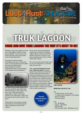 Truk Lagoon Come and Dive Truk Lagoon the Way It’S Ment to Be!