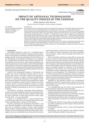 Impact of Artisanal Technologies on the Quality Indices of the Cozonac