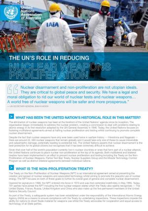 The Un's Role in Reducing