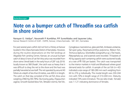 Note on a Bumper Catch of Threadfin Sea Catfish in Shore Seine