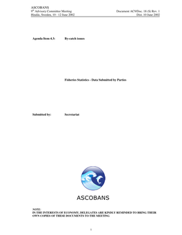 ASCOBANS 9Th Advisory Committee Meeting Document AC9/Doc