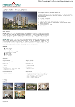 Akshaya Today - Thaiyur, Chennai Luxury Apartments to Lead Your Dream Life
