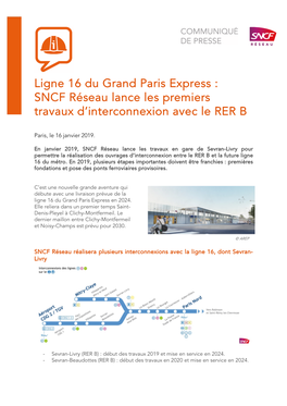 Ligne 16 Du Grand Paris Express : SNCF Réseau Lance Les Premiers Travaux D’Interconnexion Avec Le RER B