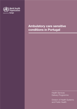 Ambulatory Care Sensitive Conditions in Portugal Page I