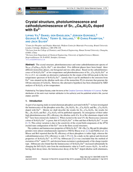 Crystal Structure, Photoluminescence and Cathodoluminescence of Sr1−Xcaxal2o4 Doped with Eu2+