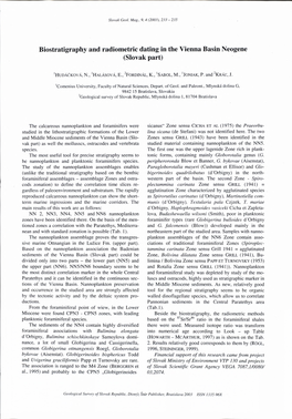 Biostratigraphy and Radiometric Dating in the Vienna Basin Neogene (Slovak Part)