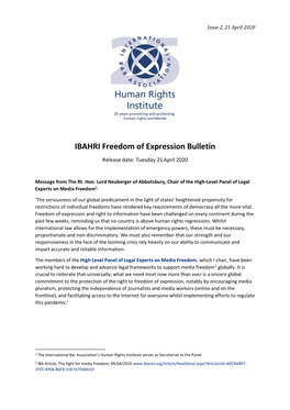 IBAHRI Freedom of Expression Bulletin
