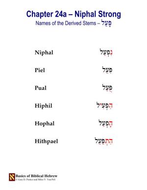 Chapter 24A – Niphal Strong פָּעַל – Names of the Derived Stems