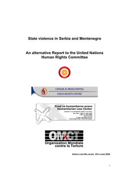 State Violence in Serbia and Montenegro an Alternative Report