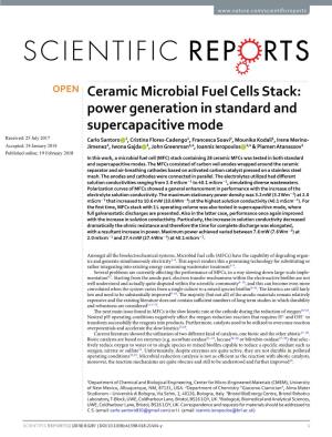 Ceramic Microbial Fuel Cells Stack