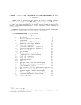 Computational Methods for Linear Matrix Equations∗