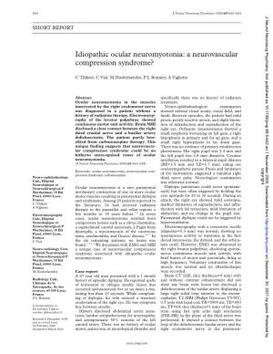 Idiopathic Ocular Neuromyotonia: a Neurovascular Compression Syndrome?