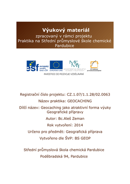 Výukový Materiál Zpracovaný V Rámci Projektu Praktika Na Střední Průmyslové Škole Chemické Pardubice