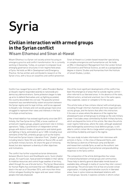 Civilian Interaction with Armed Groups in the Syrian Conflict Wisam Elhamoui and Sinan Al-Hawat