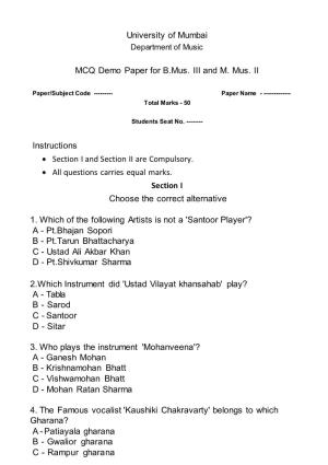 Sample of Mcqs Question Bank