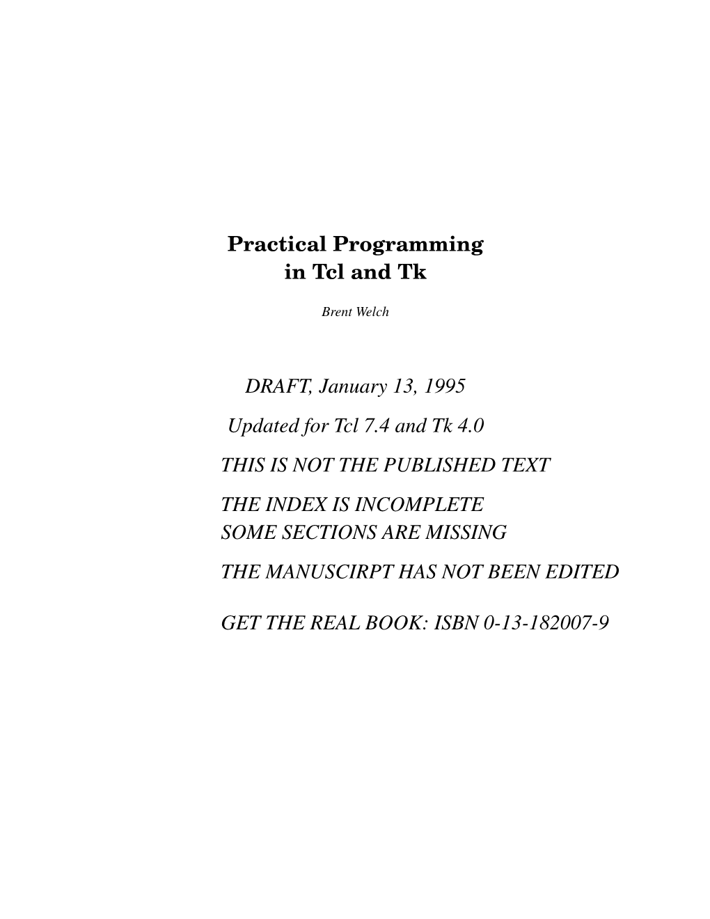 Practical Programming in Tcl and Tk