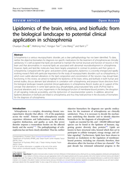Lipidomics of the Brain, Retina, and Biofluids