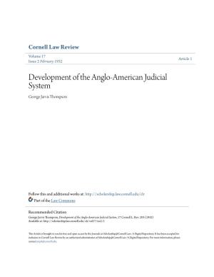 Development of the Anglo-American Judicial System George Jarvis Thompson