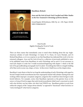 Review of Richard Bauckham, Jesus and the God of Israel