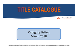 Category Listing March 2018