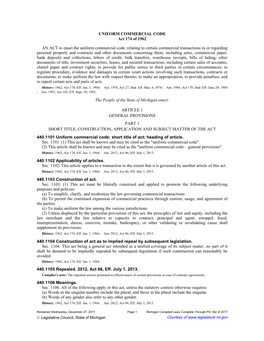 UNIFORM COMMERCIAL CODE Act 174 of 1962