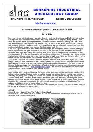 BIAG News No 33, Winter 2014 Editor: John Coulson