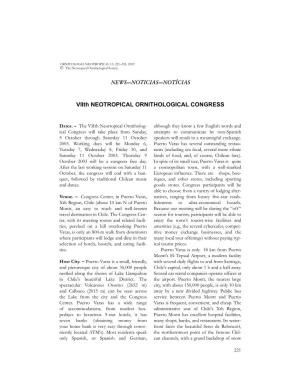 Viith NEOTROPICAL ORNITHOLOGICAL CONGRESS