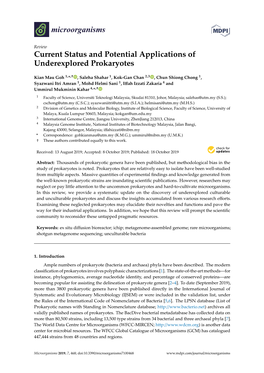 Current Status and Potential Applications of Underexplored Prokaryotes