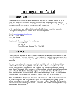 Immigration Portal Main Page