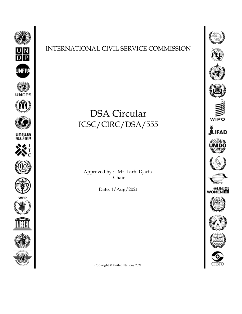 DSA Circular ICSC/CIRC/DSA/555