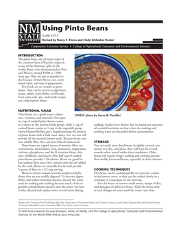 Using Pinto Beans Guide E-213 Revised by Nancy C